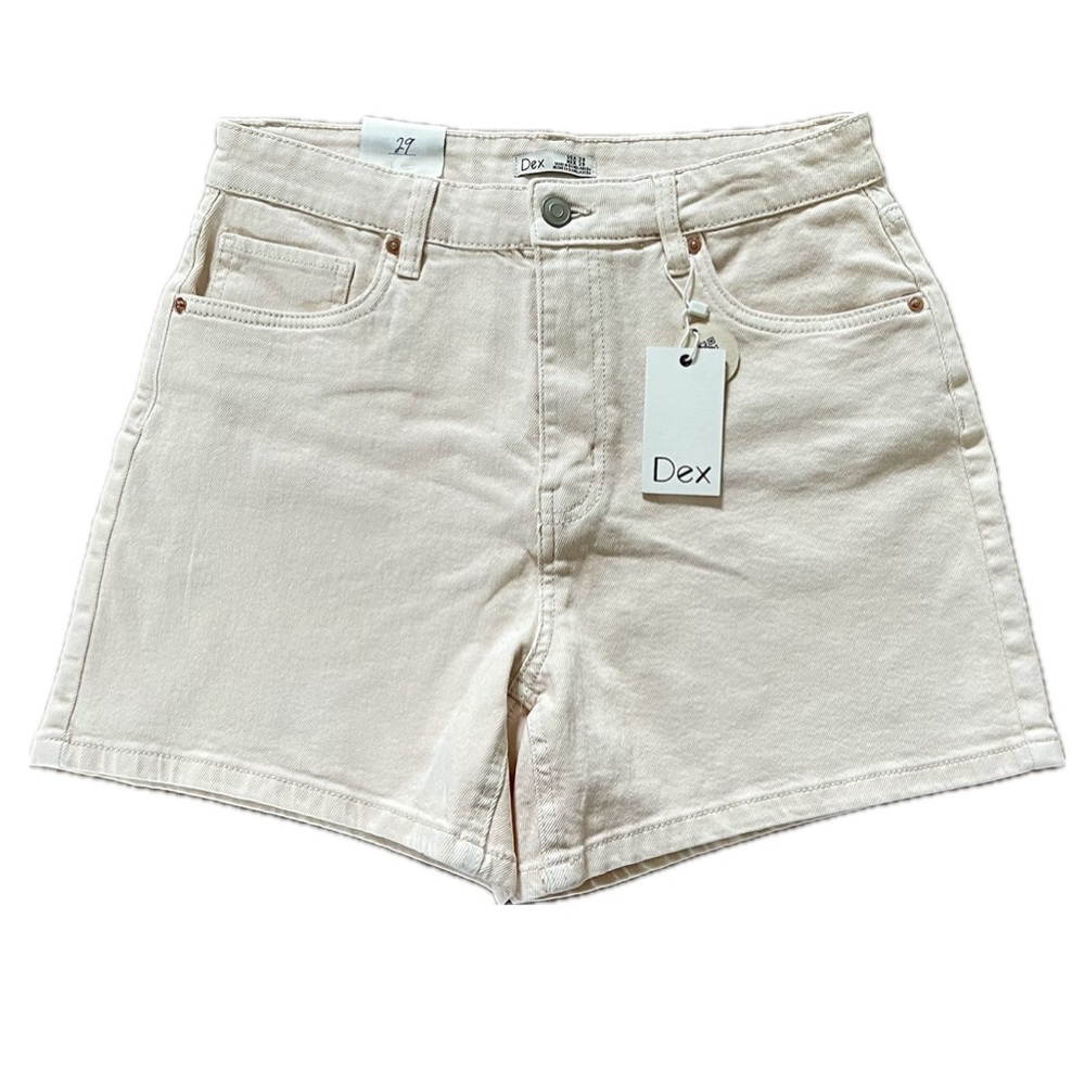 Dex Cream High-Rise Denim Shorts